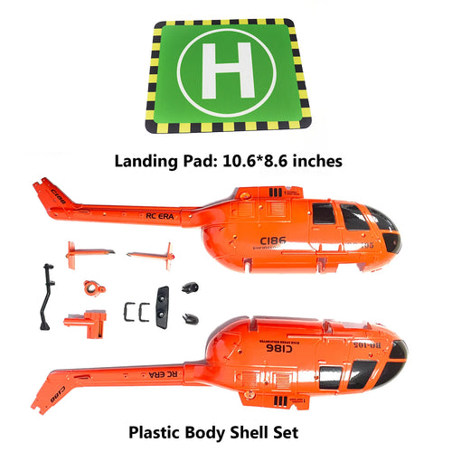 Load image into Gallery viewer, RC ERA Original Spare Parts for C186 Pro BO105 Scaled RC Helicopter Body Shell Propeller Tail Fin Motor Gear Roter Head
