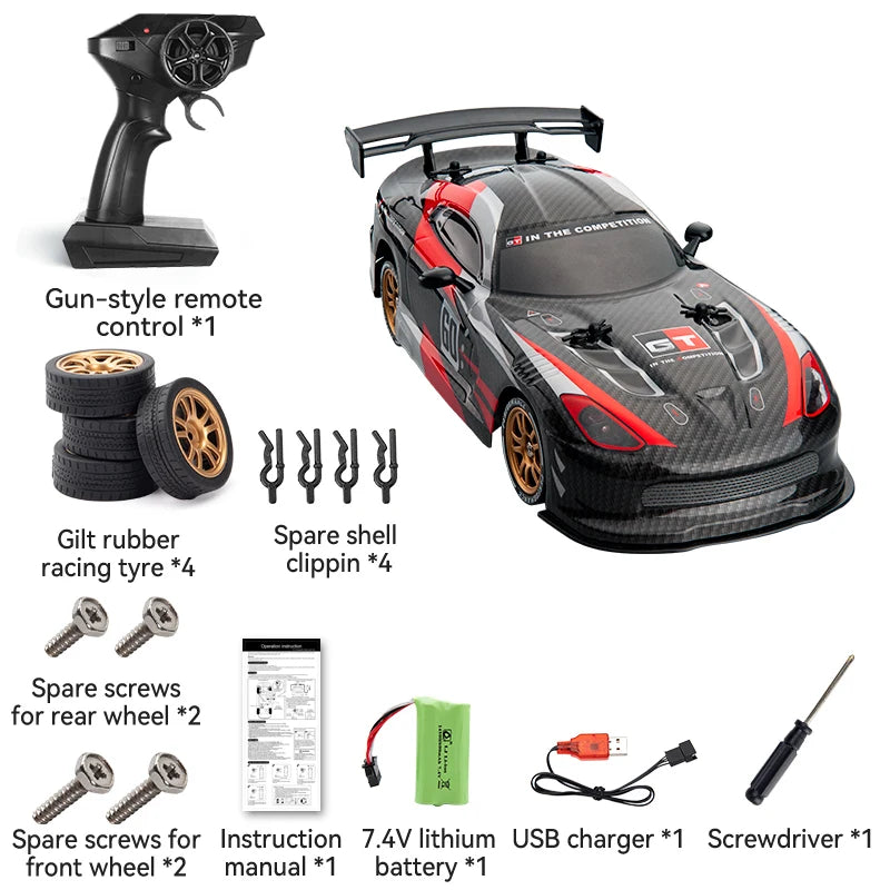 High Speed Driftable Remote Control Racing Car Kids Toys Electric RC Car Competitive Retrofittable Tire 4WD Model
