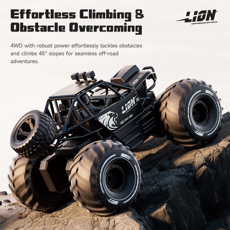 Amphibious Rock rocker Crawler RC Car with Camera, 4WD, 50min Runtime, IPX7 Waterproof, Gesture & APP Control, Off-Road Drift