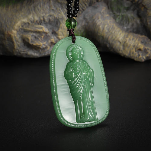 Load image into Gallery viewer, Classic Jade Catholic Saint Benito Statue Pendant Necklace Men Women Saint Benedict Prayer Exorcism Jewelry Accessories
