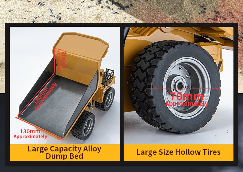 HUI NA Engineering Vehicle 533D Simulation Alloy Dump Truck Earth-moving Dump Truck Model Toy Truck Heavy duty tractor RC Cars