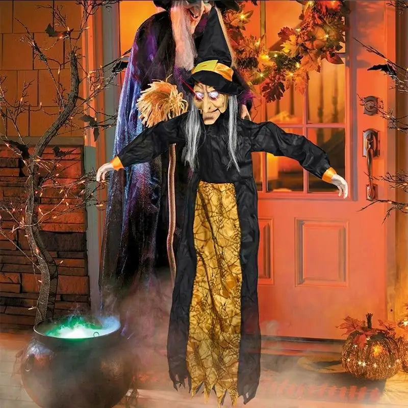Halloween Hanging Ghost Voice Control Witch Light-up Eyes Voice Controlled Haunted House Prop Ghost Horror Bar Party Decoration