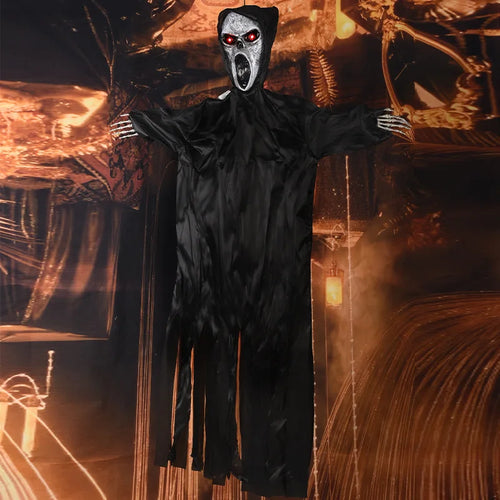 Load image into Gallery viewer, Halloween Decoration Screaming Scarecrow Ghost Voice-controlled Glowing and Sound-emitting Pendant Setting Up Props
