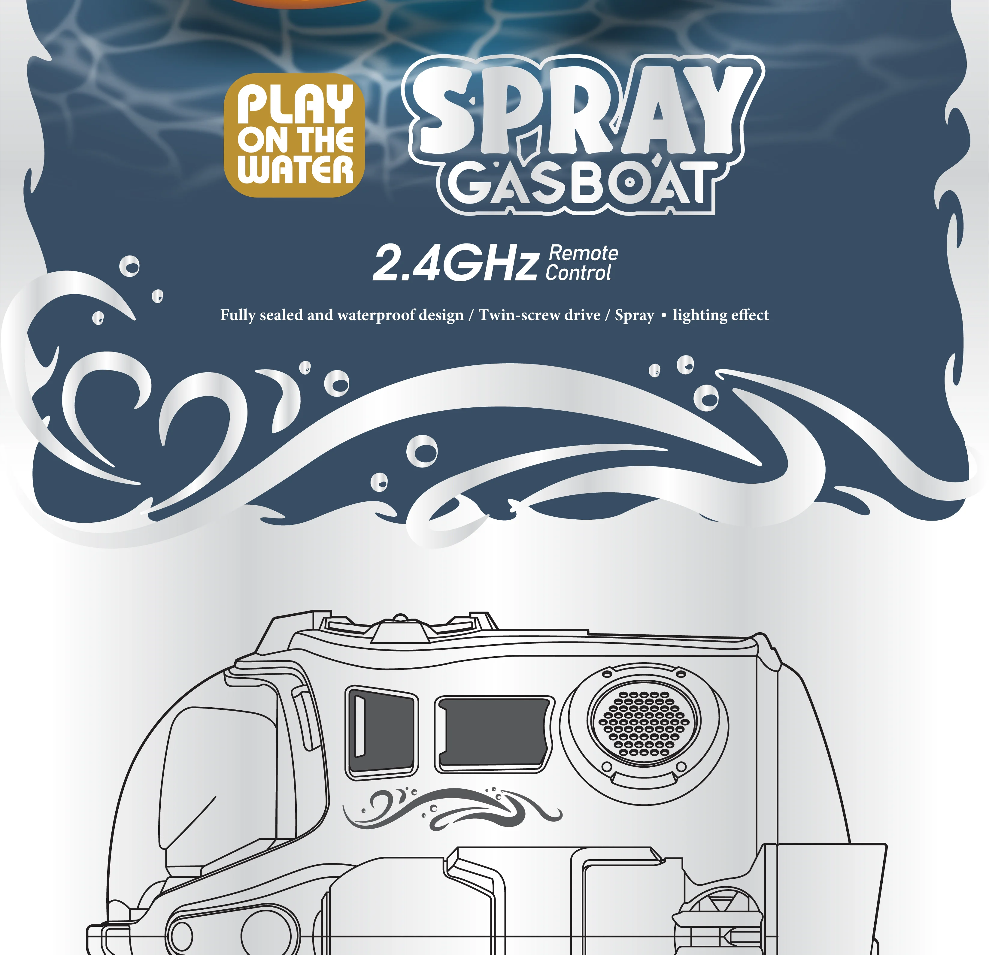 2.4GHz Rc Boat Toys Remote Control Boat Waterproof Spray Swimming Pool Bathing RC Steamboat For Boys And Girls Children Gift