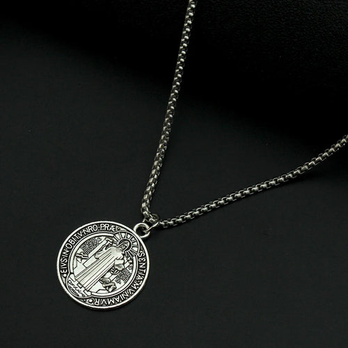 Load image into Gallery viewer, Catholic Saint Benedict Medallion Pendant Necklace Alloy San Benito Collares Choker Necklaces Creativity Gift Wholesale
