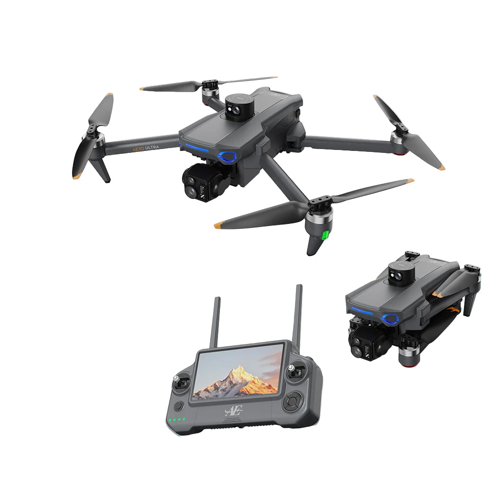 AE30 Ultra GPS Drone 4K Profesional HD Camera 3-Axis Gimbal Brushles Airdrop RC Quadcopter 5.5inch Screen Control Fishing Drones