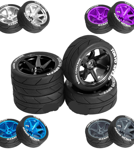 1/10 RC Racing Wheels Tires Metal Wheel Rims Hub12mm Hex for 1:10 RC On Road Car Tamiya TT01 TT02 XV01 XV02 PTG-2 HSP HPI Kyosho