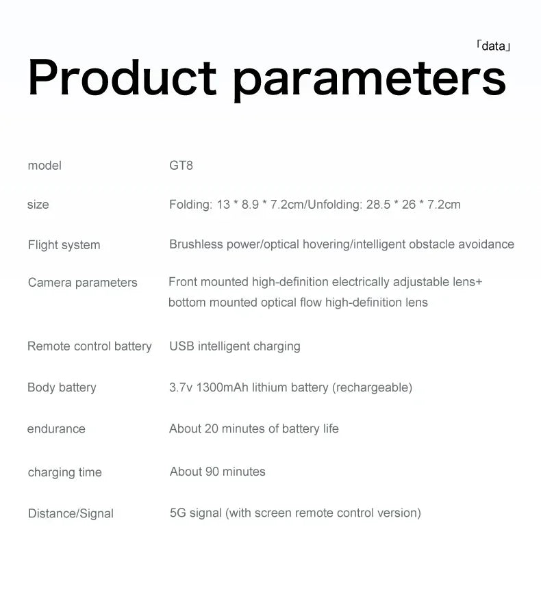 GT8 Drone 4K HD Camera Obstacle Avoidance Aerial Photography Brushless Drone with Screen Foldable RC Drone Quadcopter RTF
