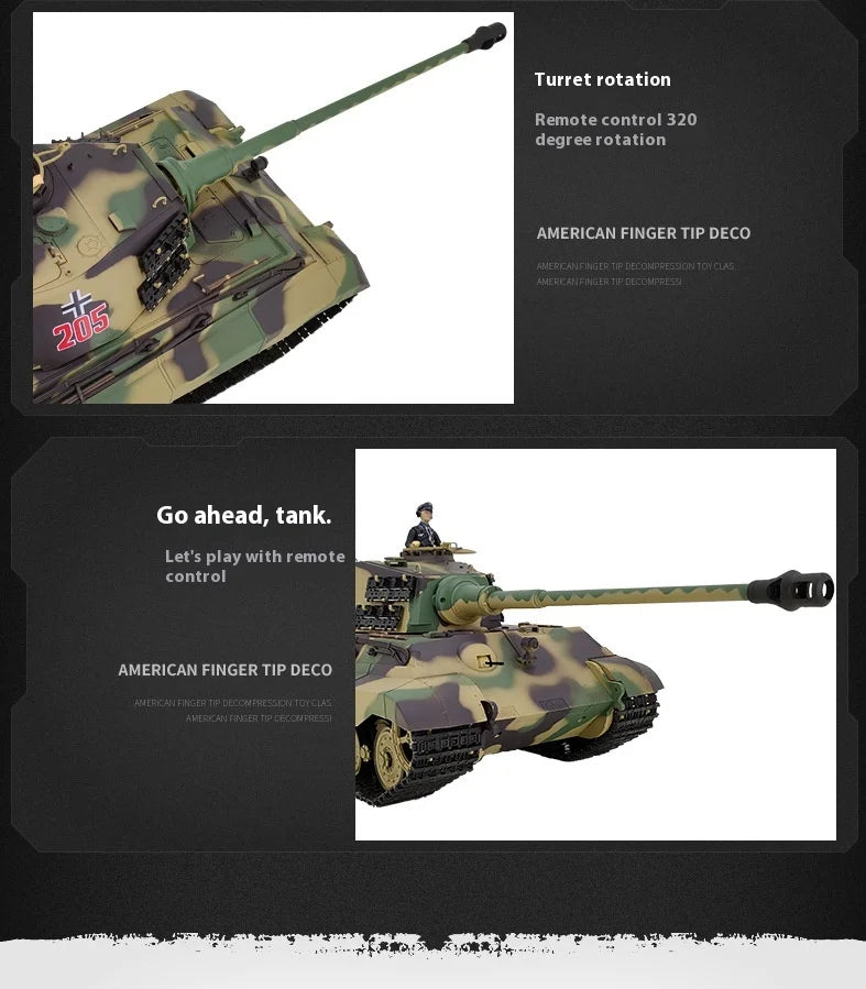 Henglong German Tiger King Remote-Controlled Tank 1/16 Metal Toy Car Professional Electric Tracked Off-Road Military Tank Model