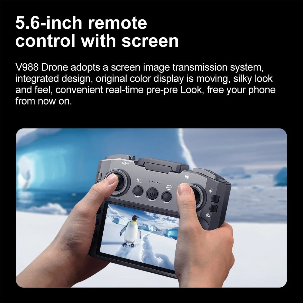 Original V988 Drone 8K HD Dual Camera Professional 5G WIFI FPV Remote control with large screen Foldable Quadcopter RC DronPlusX