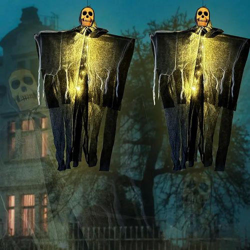 Load image into Gallery viewer, 1pcs Halloween Glowing Skull Skeleton Gauze Hanging Ghost Home Outdoor Garden Decoration Halloween Party Horror Ghost Props 2025
