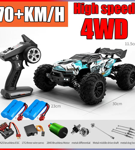 Rc Car Off Road 4x4 High Speed 75KM/H Remote Control Car With LED Headlight Brushless 4WD 1/16 Monster Truck Toys For Boys Gift