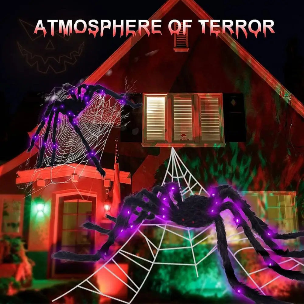 8 Modes Halloween Spider Web Lights Waterproof Glow LED Spider Net 5m Triangle Luminous Halloween Spider Indoor Outdoor