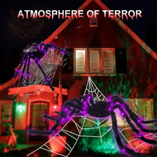 Load image into Gallery viewer, 8 Modes Halloween Spider Web Lights Waterproof Glow LED Spider Net 5m Triangle Luminous Halloween Spider Indoor Outdoor
