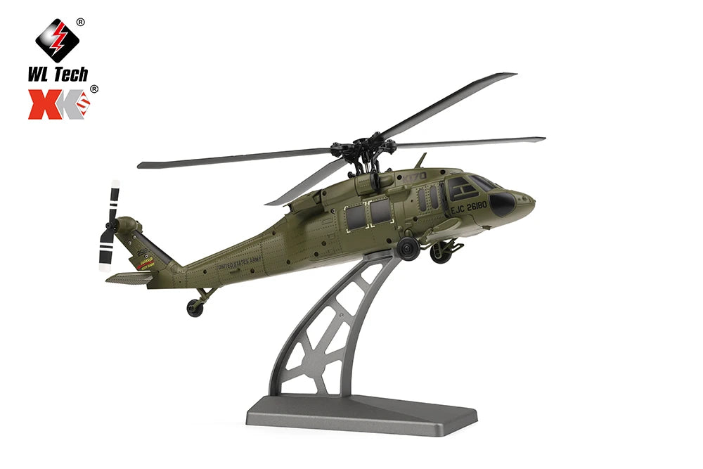 Wltoys K170 UH-60L RC Plane 2.4G 4CH 6-Axis Gyro Brushless Motor Military Green Helicopter RTF And XK K170 Birthday Gift for Kid