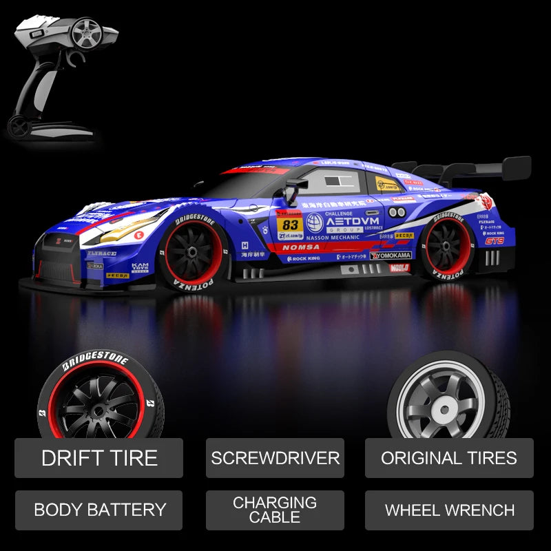 Rc Car 4WD Drift Racing 2.4G Dual Motors 40km/H 40 Minutes Long Battery Life 1:16 GTR Remote Control Car Outdoor Racing Car Toys