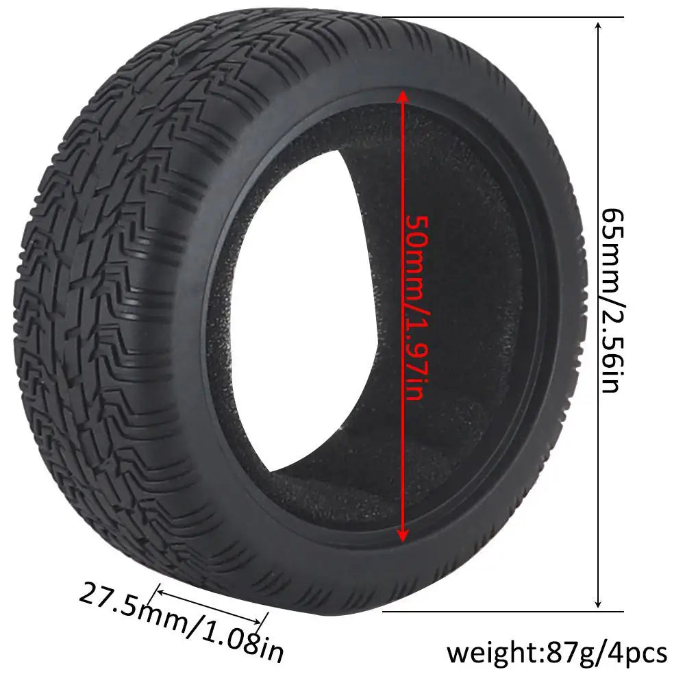 1:10 On-road Car Tires 63-68mm High Grip Rubber Tyre Hot Melt Tire Hsp 94123 Hpi Himoto Fw06 Tt01 Abrasion Resistant Racing Car