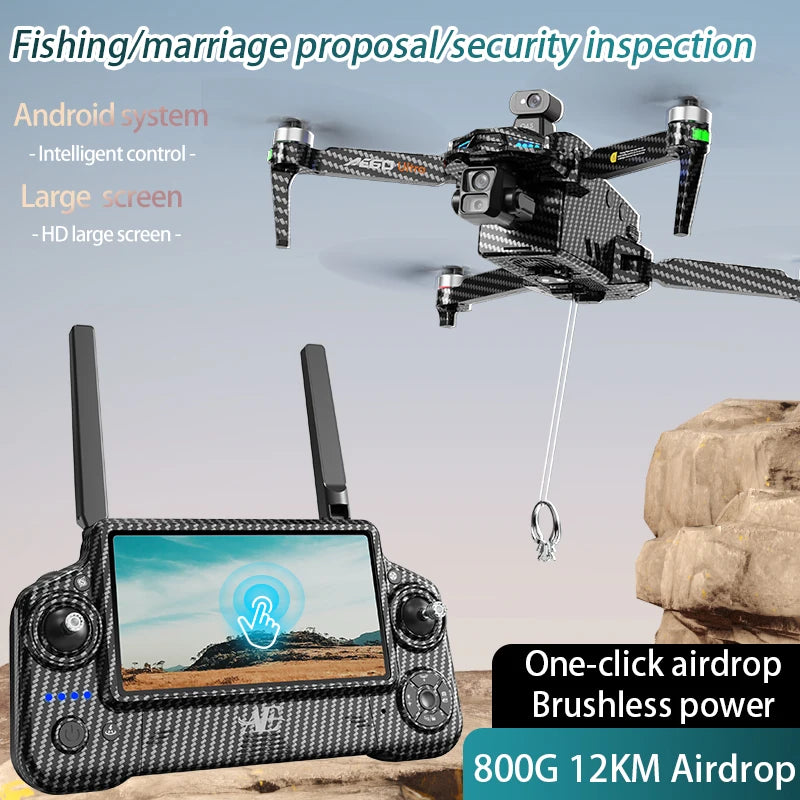 AE60 Ultra Professional Drone With 8K Camera GPS 3-Axis Gimbal Obstacle Avoidance Touch Screen FPV Brushless RC Drones Boy Toys