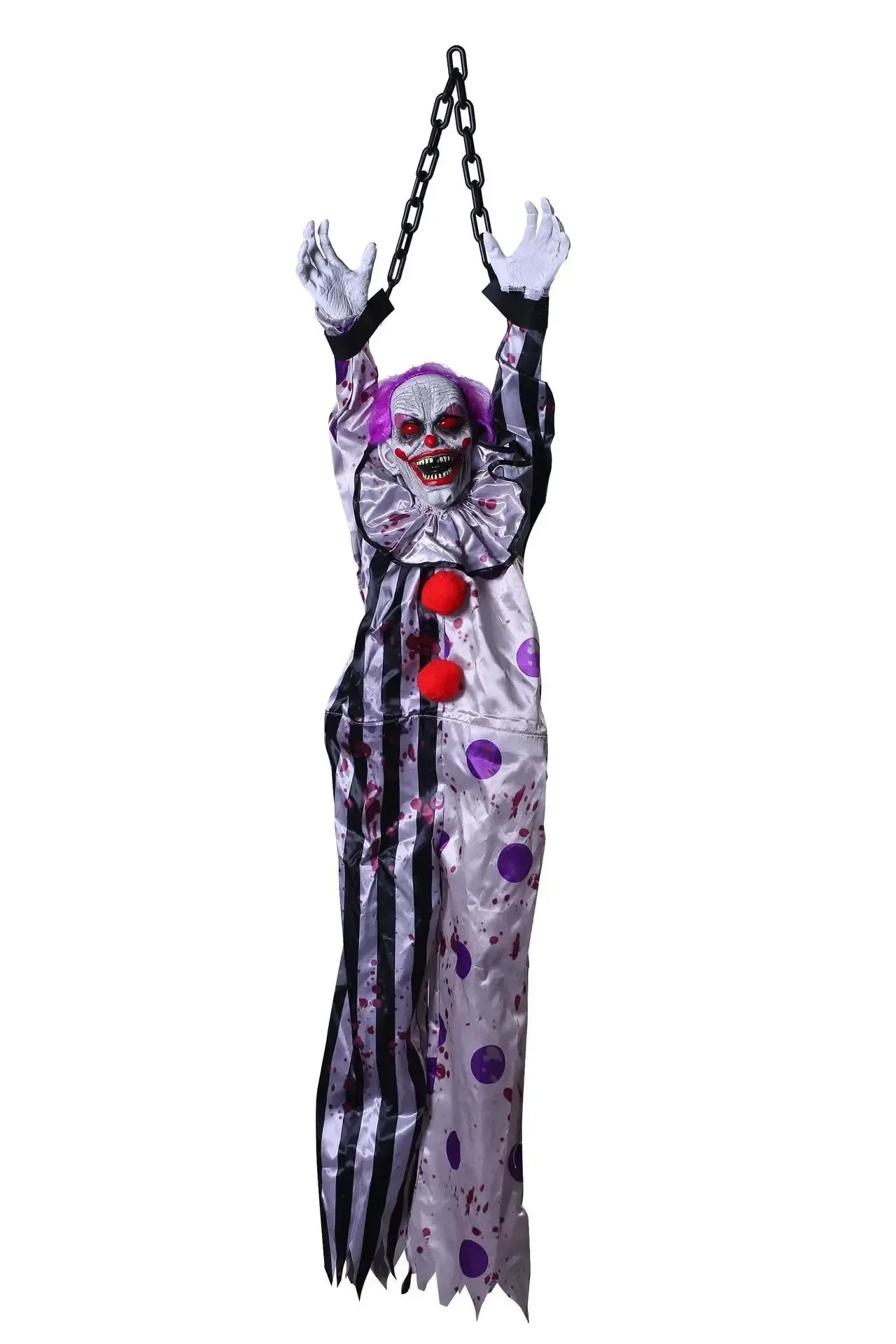 Halloween Electric Vocal Clown Pendant Home Glow Lifelike Hanging Ghost Decoration Spooky Kid Hanging From A Haunted House Chain
