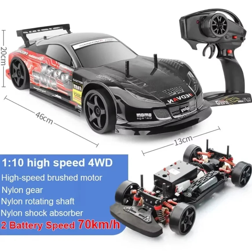 1:10 70km/h High-speed Drift Remote Control Car 2.4G 4WD Rc Off-road Vehicle Dual-speed Rc Car Children's Christmas Gift
