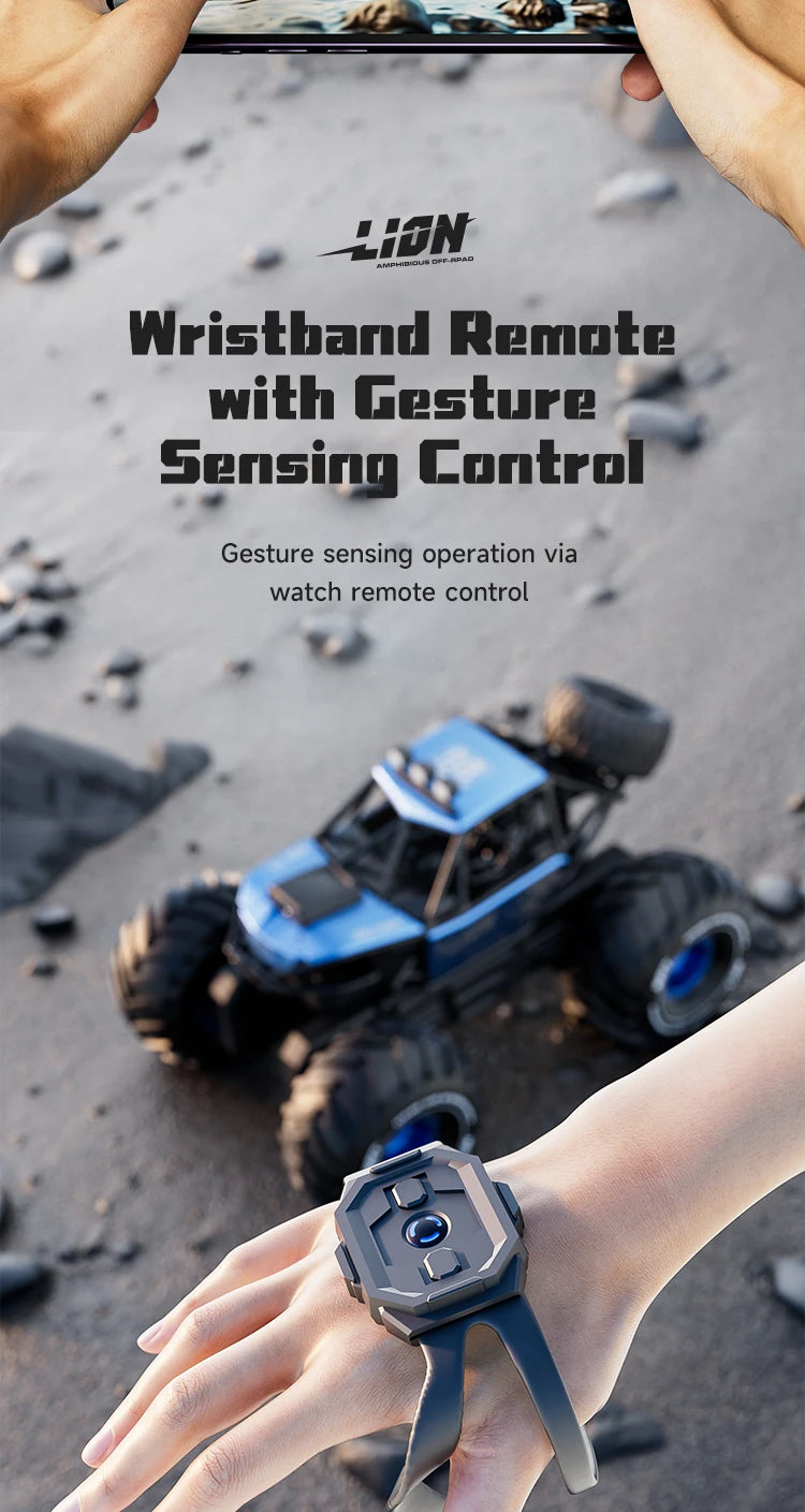 Amphibious Rock rocker Crawler RC Car with Camera, 4WD, 50min Runtime, IPX7 Waterproof, Gesture & APP Control, Off-Road Drift