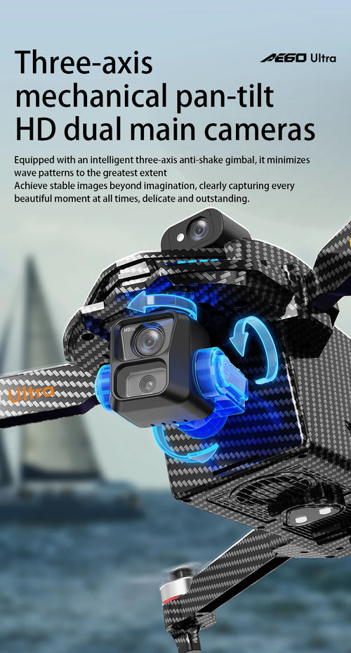Load image into Gallery viewer, AE60 Ultra Professional Drone With 8K Camera GPS 3-Axis Gimbal Obstacle Avoidance Touch Screen FPV Brushless RC Drones Boy Toys
