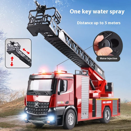 Load image into Gallery viewer, 1:14 RC Engineering Car Huina 1561 22CH Large Scale Toy Fire Truck Full Scale Simulation Water Spraying Toys Adult Child Gifts

