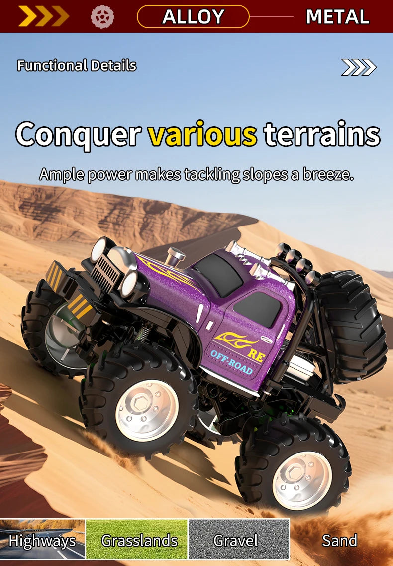 RC, New 1:64 Rc Car Mini 2.4Ghz City Road Handle High Speed Alloy All Terrain Remote Control Car Dual Control Children's Toys Gifts