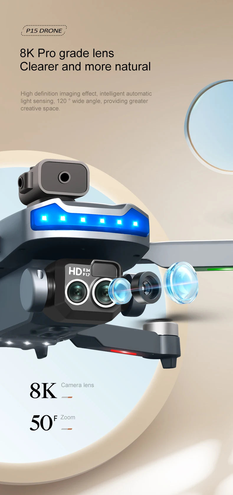 P15 Screen Control Drone 8K Professional Camera HD Aerial Photography Dual-Camera Omnidirectional Obstacle Avoidance Drone