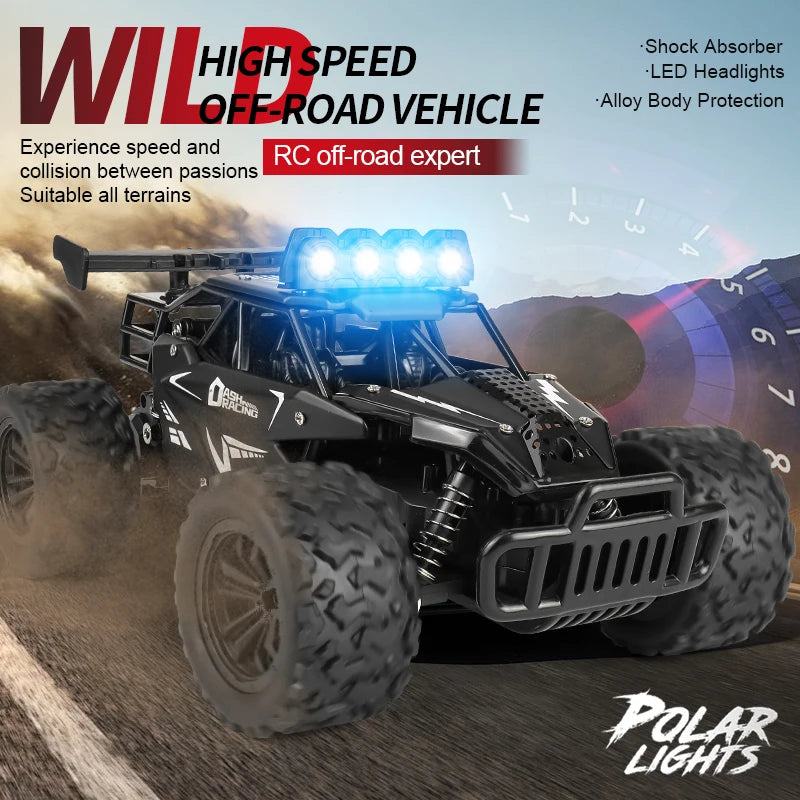 ZWN 1:16 20KM/H RC Car With LED Light 2.4G High Speed Off-Road Climbing 2WD Remote Control Car Toy Gifts for Boys Girls Kids