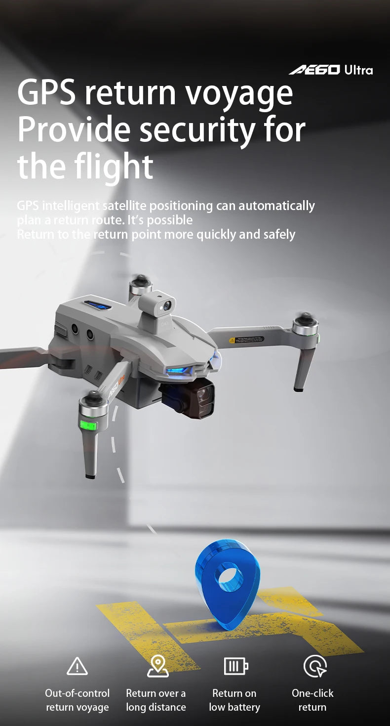 AE60 Ultra Professional Drone With 8K Camera GPS 3-Axis Gimbal Obstacle Avoidance Touch Screen FPV Brushless RC Drones Boy Toys