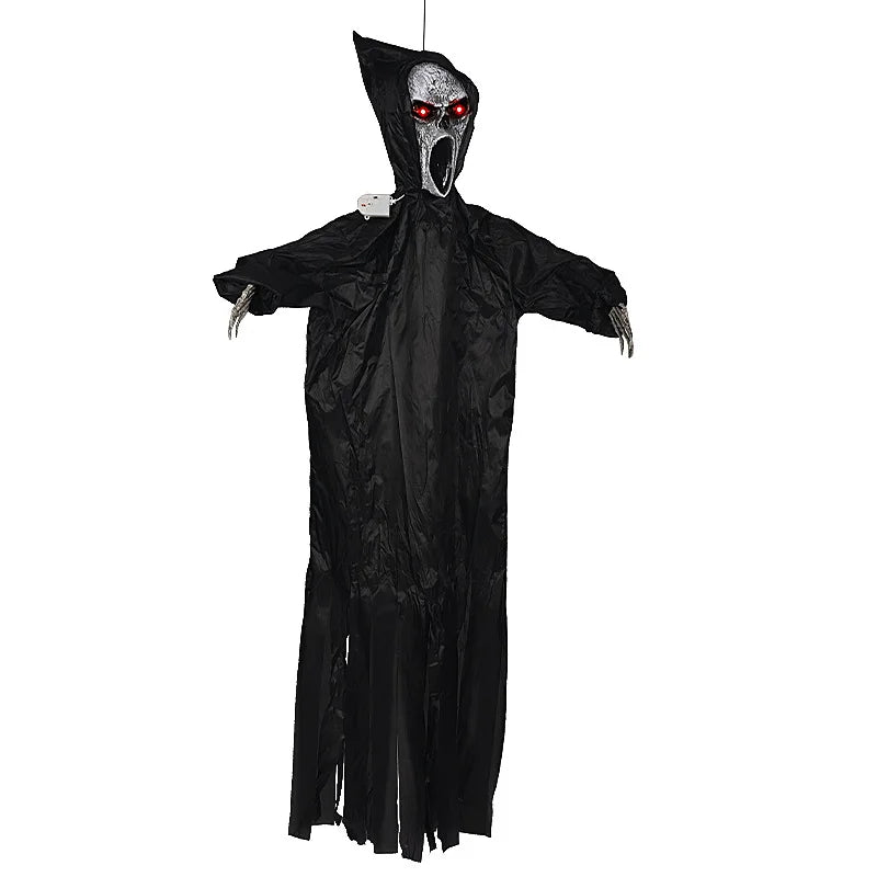 Halloween Decoration Screaming Scarecrow Ghost Voice-controlled Glowing and Sound-emitting Pendant Setting Up Props