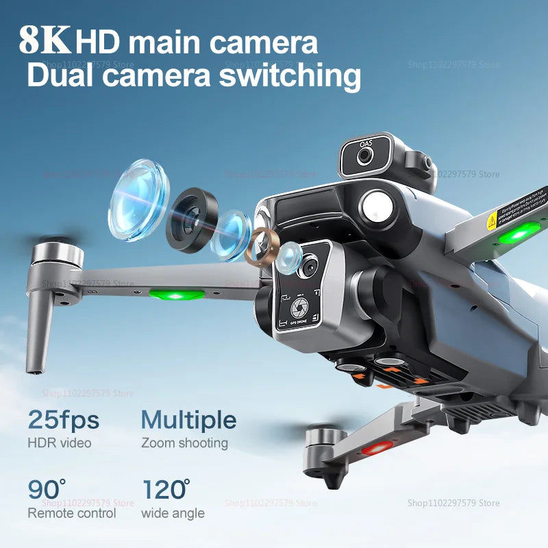 K19 MAX RC Drone 8K HD Panorama Shot 360° Laser Obstacle Avoidance GPS Positioning Airdrop Device RC Drone Boy Adults Toys Gifts