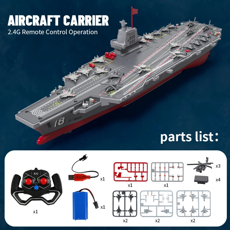 JJRC S19 RC Aircraft 2.4G Remote Control Battleship Boat RC Boat Auto Water Sensor Carrier Boat Toys Gift for Kids Boys