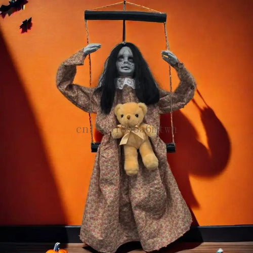 Load image into Gallery viewer, Scary Halloween Decorations Sound Activated Swinging Ghostly Doll with Light Up Eye for Garden Yard Indoor and Outdoor B03D
