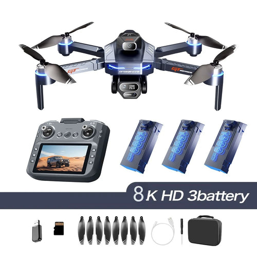 Load image into Gallery viewer, GT8 Drone 4K HD Camera Obstacle Avoidance Aerial Photography Brushless Drone with Screen Foldable RC Drone Quadcopter RTF
