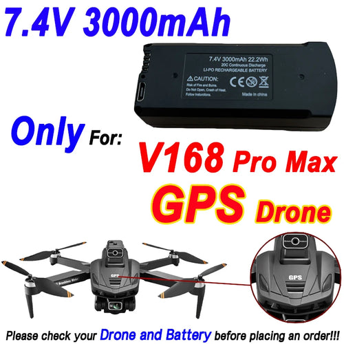 Load image into Gallery viewer, V168 Pro Max Battery 7.4V 3000mAh Original Battery V168 Dron 3.7V 2000mAh For V168 RC Quadcopter Spare Battery Parts Accessories
