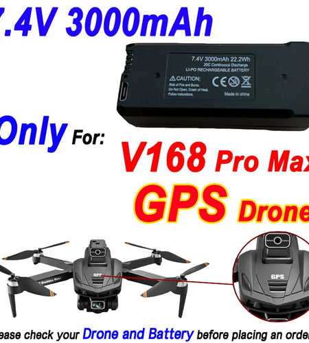 V168 Pro Max Battery 7.4V 3000mAh Original Battery V168 Dron 3.7V 2000mAh For V168 RC Quadcopter Spare Battery Parts Accessories