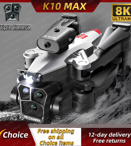 New K10Max Mini Drone 4K Professinal Three Camera Wide Angle Optical Flow Localization Four-way Obstacle Avoidance RC Quadcopter