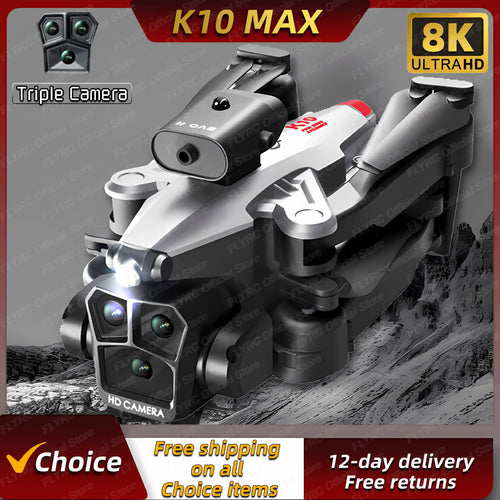 Load image into Gallery viewer, New K10Max Mini Drone 4K Professinal Three Camera Wide Angle Optical Flow Localization Four-way Obstacle Avoidance RC Quadcopter
