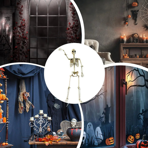 Load image into Gallery viewer, Halloween Realistic Body Bones Life Size Human Skeleton with Posable Joints Simulation Skull Ornament Haunted House Horror Props
