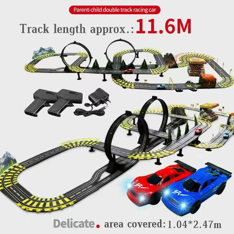 Slot car track Electric rail car 1:43 double remote control racing track toy automatic racing electric track children Christmas gift