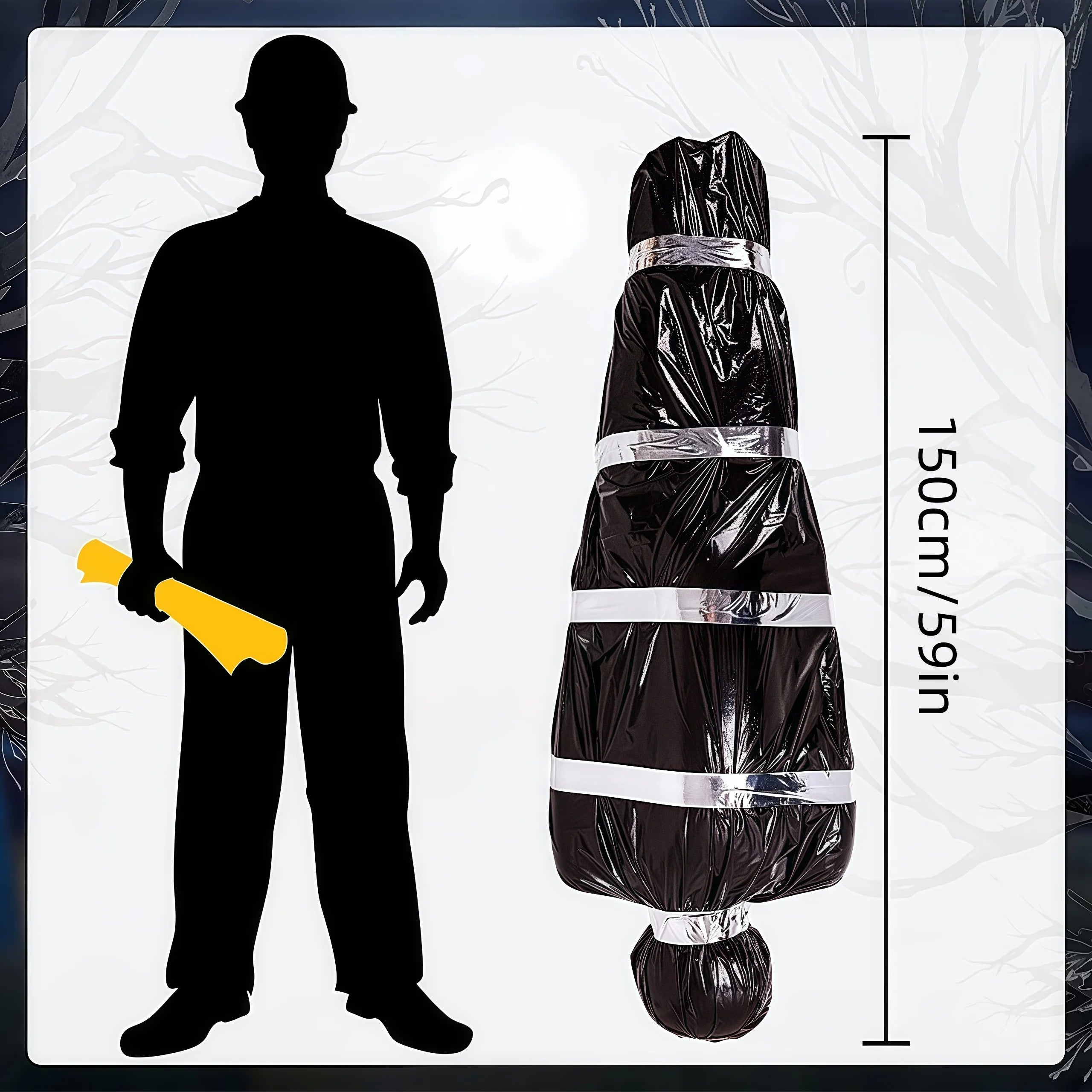 150cm/5ft Hanging Corpse Dead Victim Props, Scary Haunted Creepy House Halloween Decorations, Outdoor Halloween Yard Decorations