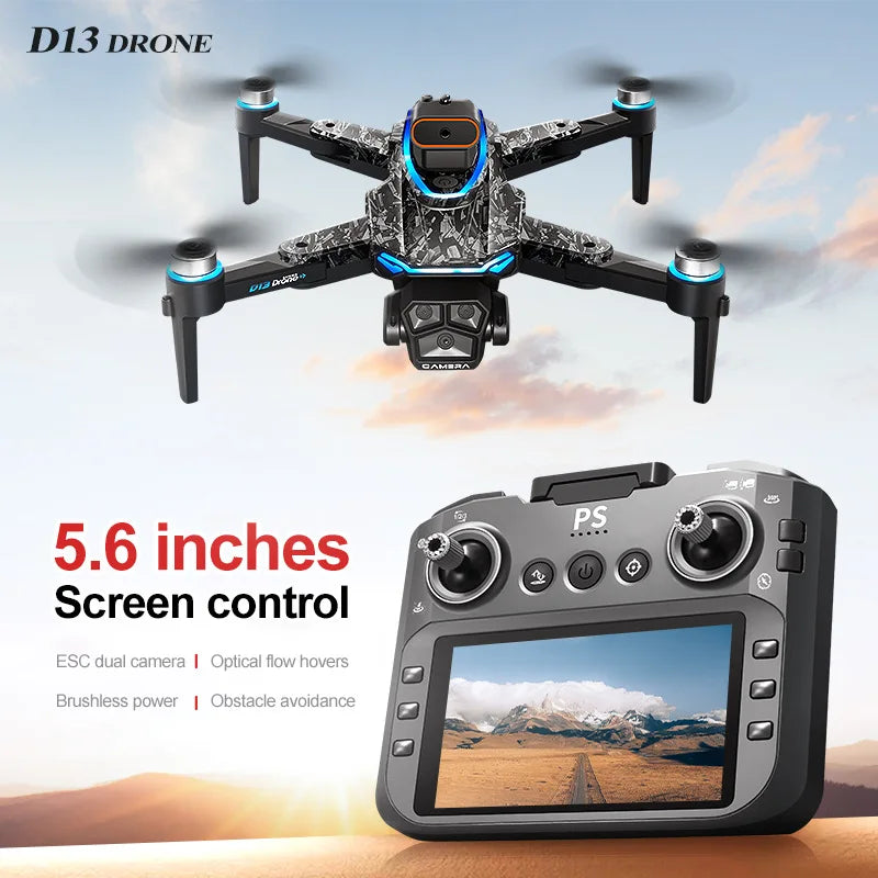 New D13 Drone 4K with Screen Remote Control Professional Brushless Motor Laser Obstacle Avoidance Foldable Quadcopter RC Toy