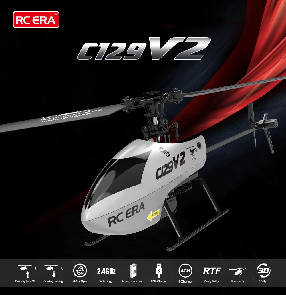 RC ERA C129V2 RTF RC Helicopter 2.4GHz 6-axis Gyroscope One Click 3D Flip Remote Control Aircraft Hobby Toys