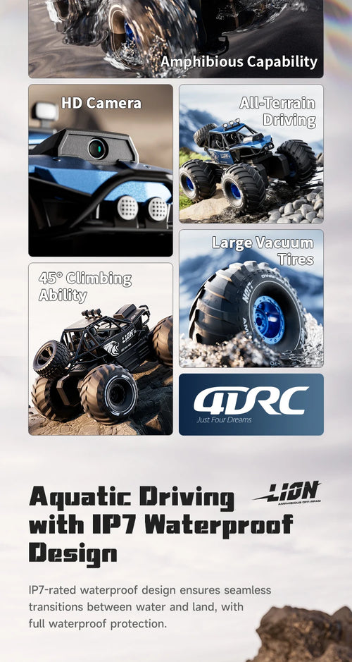 Load image into Gallery viewer, Amphibious Rock rocker Crawler RC Car with Camera, 4WD, 50min Runtime, IPX7 Waterproof, Gesture &amp; APP Control, Off-Road Drift
