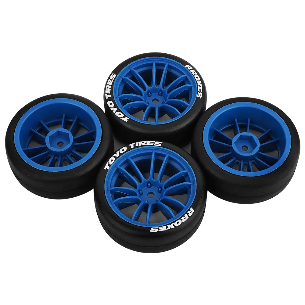 4pcs 1/10 65mm Hard Drift Tire Tyre Wheel for Tamiya TT01 TT02 XV01 PTG-2 Kyosho HPI HSP RC Drift Car On Road Touring Racing Car