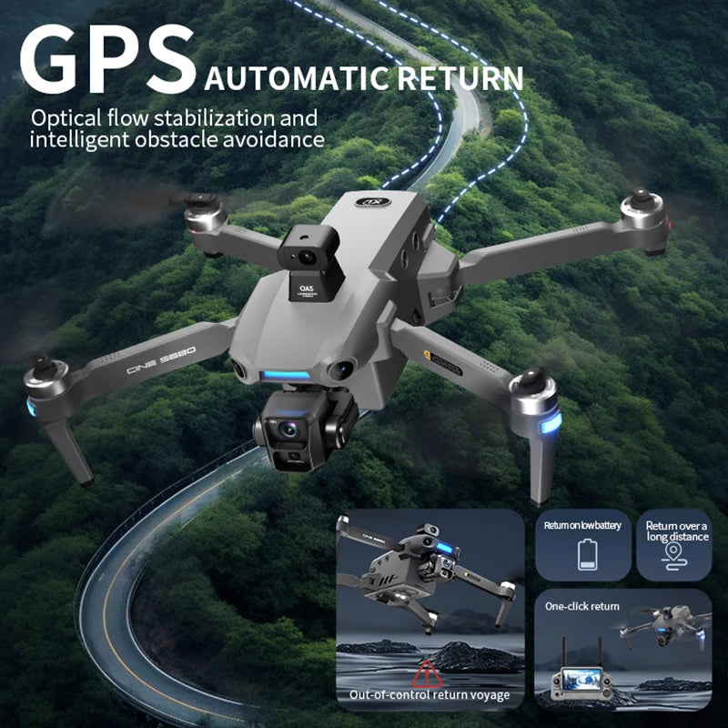 S880 Flagship Drone 8K Dual Cameras 3-Axis Gimbal 5G FPV GPS Return TouchScreen RC Obstacle Avoidance Optical Flow Hovering Dron