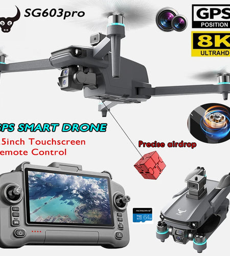 SG603 Pro Drone GPS 8K HD Camera Aerial EIS Anti-Shaking 5G WIFI Folding Drones Brushless Obstacle Avoidance Touchscreen RC UAV
