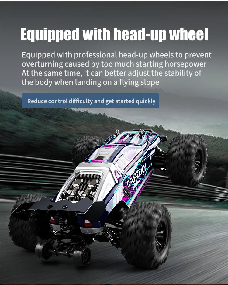 Rc Car Off Road 4x4 High Speed 75KM/H Remote Control Car With LED Headlight Brushless 4WD 1/16 Monster Truck Toys For Boys Gift